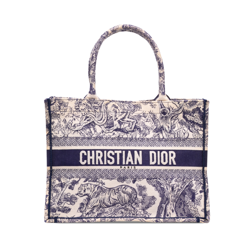 Pre-Loved Dior Medium Canvas Embroidered Dioriviera Toile De Jouy Book Tote